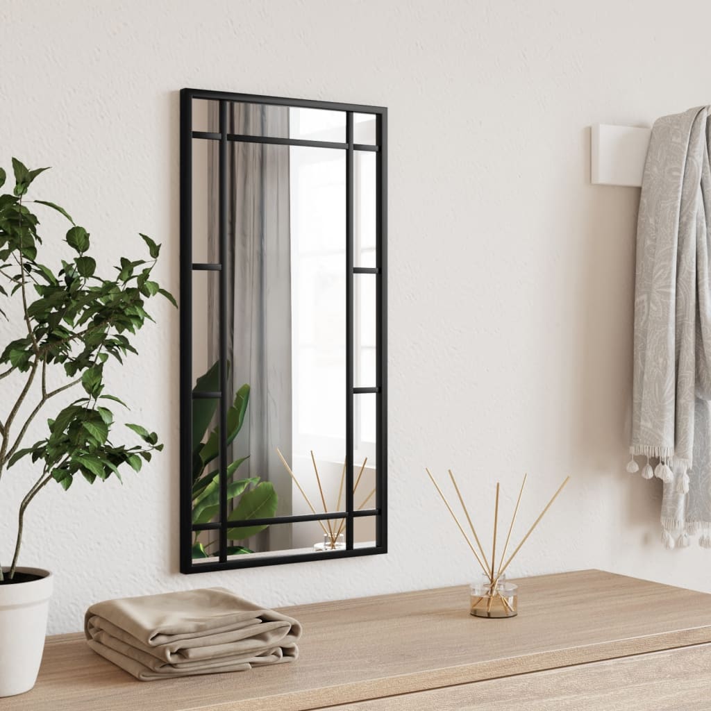 Wall Mirror Black Rectangle Iron